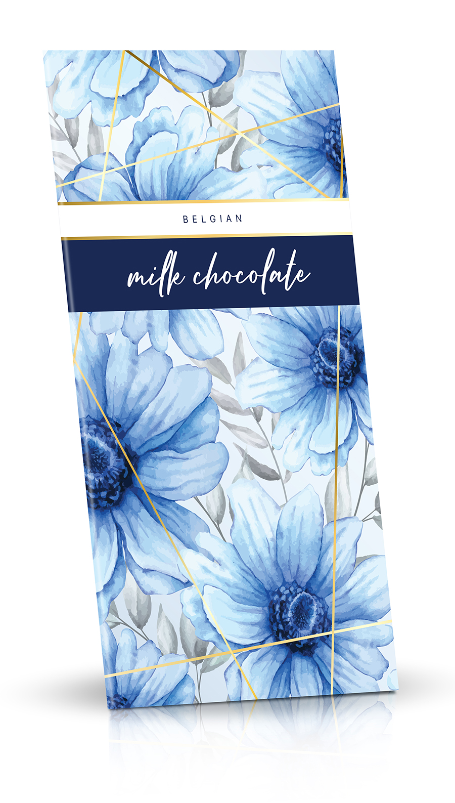 Belgická mléčná čokoláda  - Modré květiny 100 g