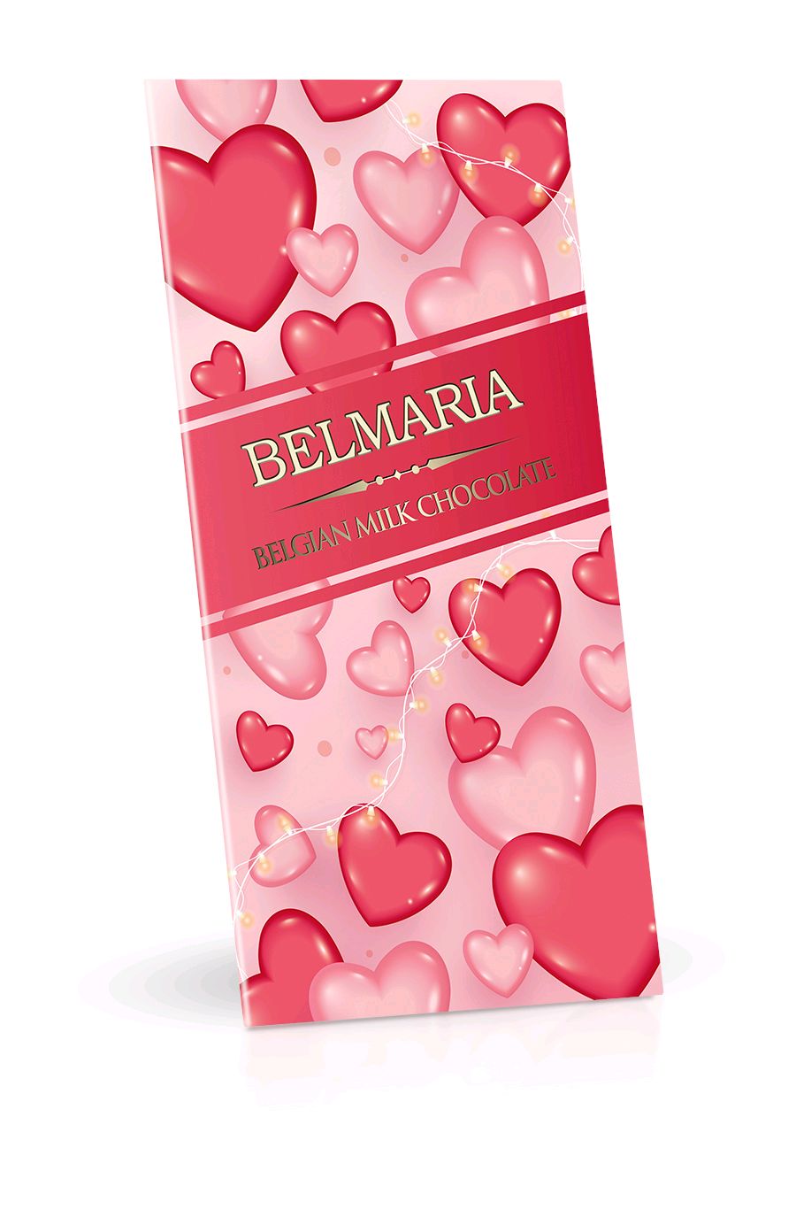BELMARIA Růžová srdíčka - Belgická mléčná čokoláda 180 g