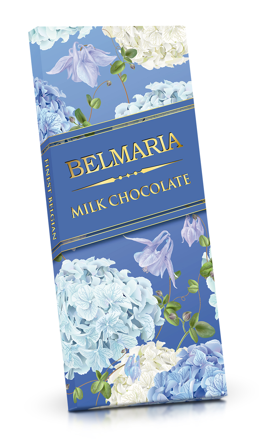 Belgická mléčná čokoláda  - Hortenzie a fialky (modrá) 100 g
