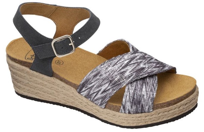 Scholl SEVILLA SANDAL - dámské sandále na klínku barva šedá multi velikost 41