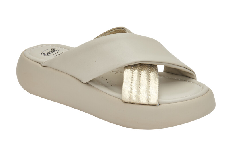 Scholl BOCA CROSS - dámské pantofle na zvýšené platformě barva platinová velikost 38