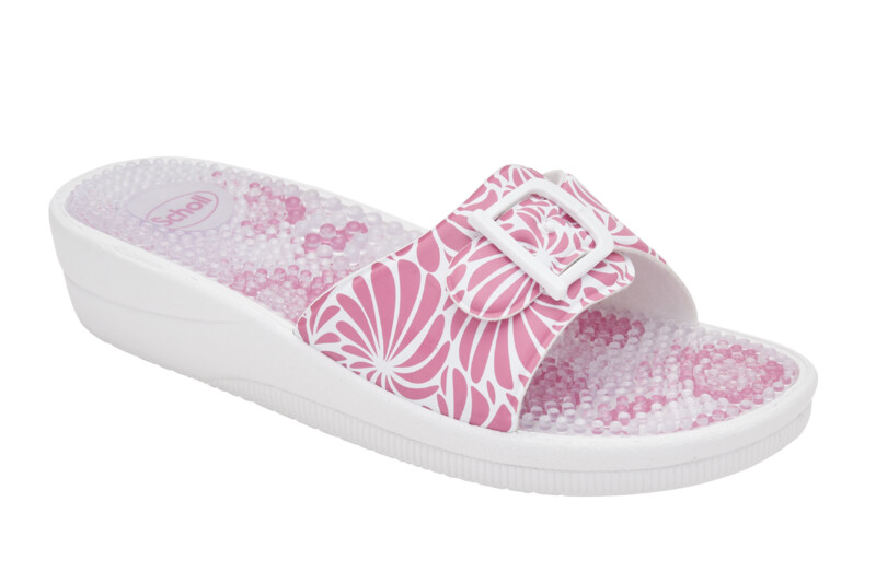 Scholl NEW MASSAGE - dámské zdravotní pantofle barva bílo růžová velikost 41