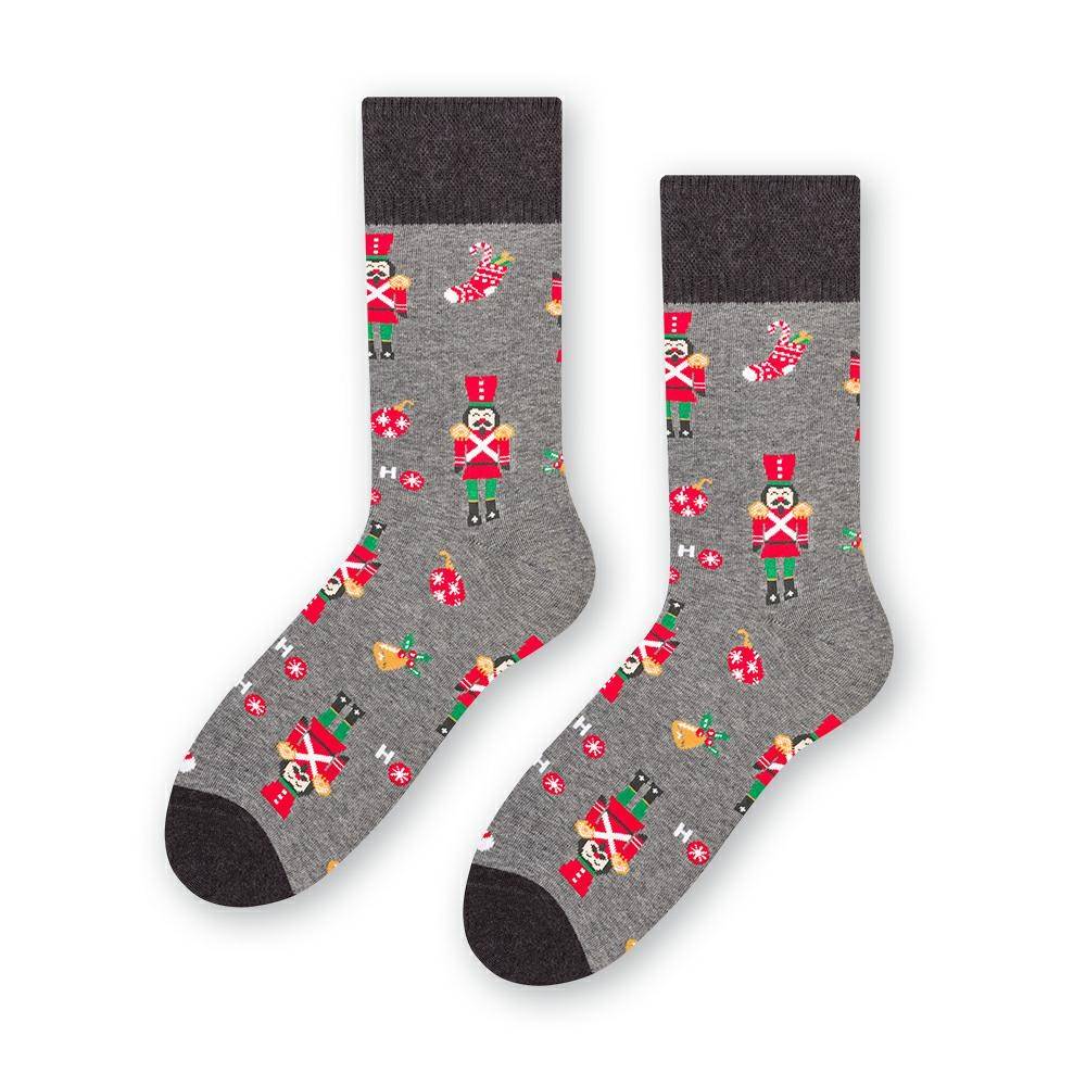 Ponožky pánské hnědé - vysoké s vánočním motivem velikost L(41-43)