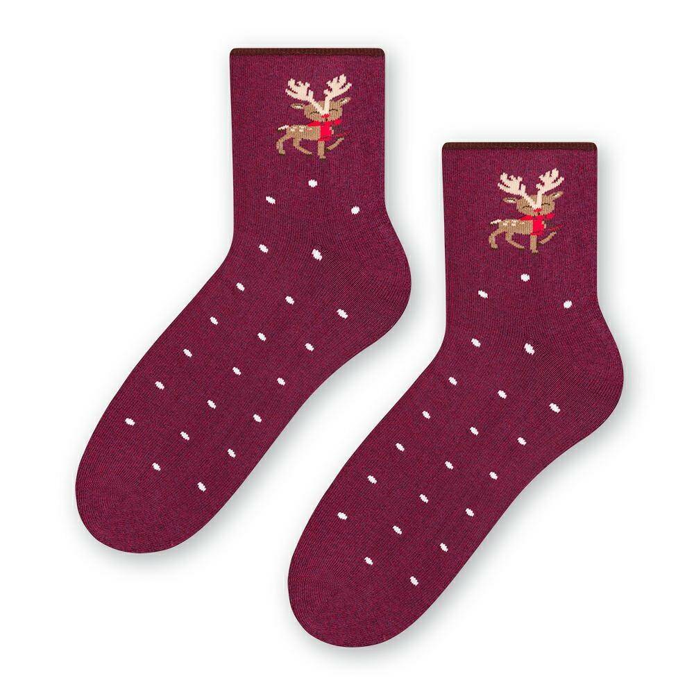 Dámské ponožky - vínové zimní froté velikost M(38-40)