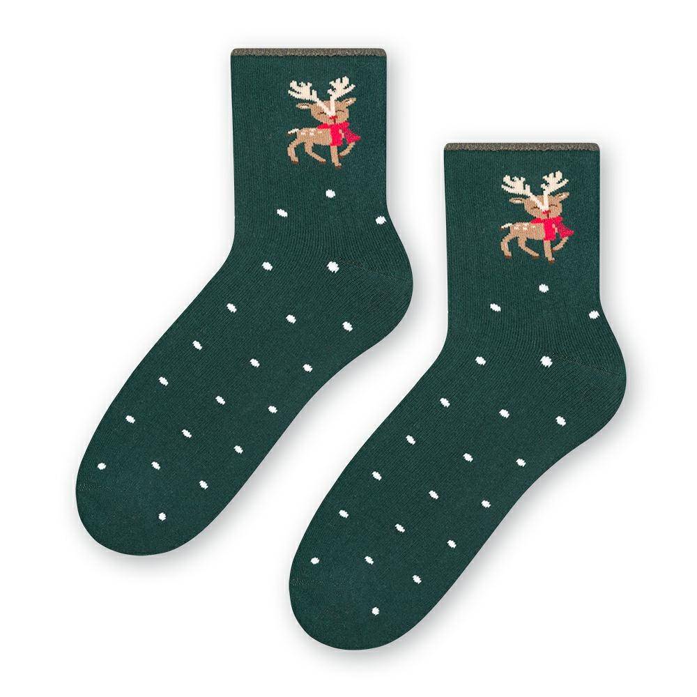 Dámské ponožky - zelené zimní froté velikost S(35-37)