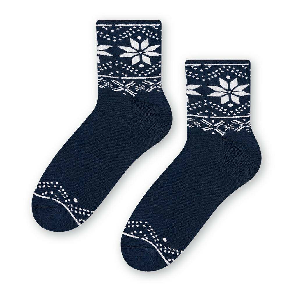 Dámské ponožky - modré froté velikost S(35-37)