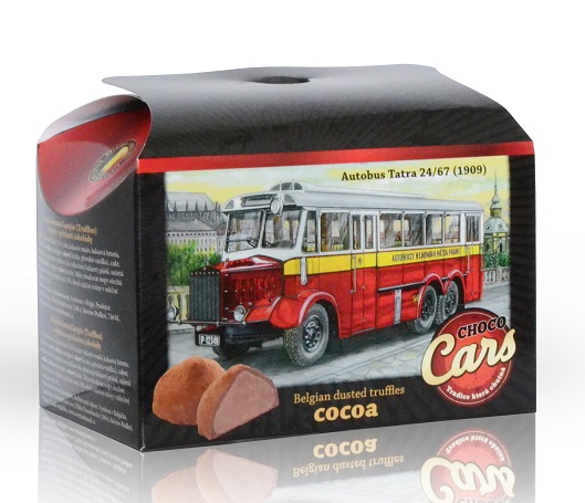 Belgické lanýže s čokoládovou náplní Choco Cars 250 g