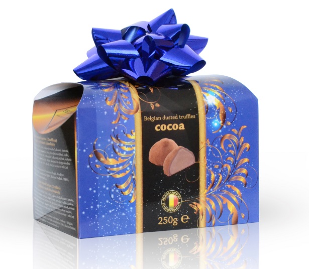 Belgické čokoládové lanýže s kakaovou náplní s mašlí 250 g